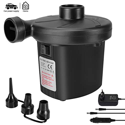 Zaeel Hinchador eléctrico, Bombas de Aire Eléctrica[DC12V/AC240V] Deflación Automática y Bombeo Rápido, con 3 Hinchar y Deshinchar Accesorios, para Juguetes Hinchable Viaje a Familia