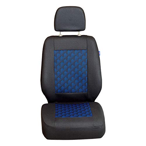 Zakschneider Fundas De Asiento para Mercedes Vito Cargo - Conjunto De Fundas 1+2 - Color Premium Negro con Efecto 3D Azul