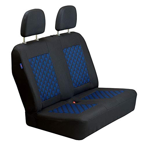 Zakschneider Fundas De Asiento para Mercedes Vito Cargo - Conjunto De Fundas 1+2 - Color Premium Negro con Efecto 3D Azul