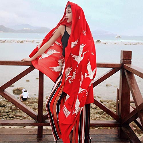 ZAMi Bufanda de Seda para Mujer, Verano, Estilo Delgado, Protector Solar, Chal, Playa, Doble Uso, súper Grande, Toalla de Playa, Gasa, etnia, Bufanda de Viento, Borde Azul (Animales de Verano)