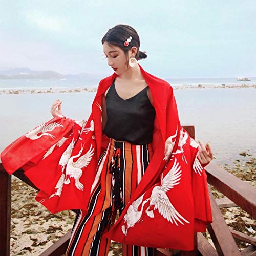 ZAMi Bufanda de Seda para Mujer, Verano, Estilo Delgado, Protector Solar, Chal, Playa, Doble Uso, súper Grande, Toalla de Playa, Gasa, etnia, Bufanda de Viento, Borde Rojo (Animales de Verano)