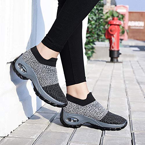Zapatillas Deportivas de Mujer Gimnasio Zapatos Running Deportivos Fitness Correr Casual Ligero Comodos Respirable Negro Gris Morado 35-42 GY40