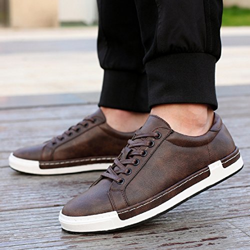 Zapatos de Cordones para Hombre Conducción Zapatillas Cuero Casual Shoes Attività Commerciale Sneakers Marrón 43