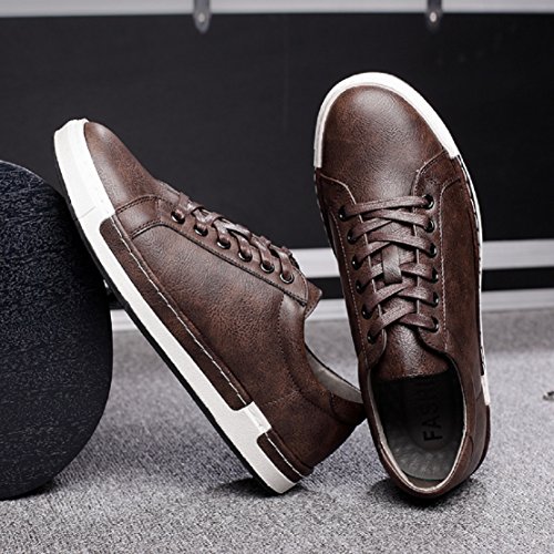 Zapatos de Cordones para Hombre Conducción Zapatillas Cuero Casual Shoes Attività Commerciale Sneakers Marrón 43