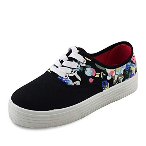 Zapatos de Lona de Las Mujeres Flor de Verano Low Top Zapatillas de Deporte Casuales Plataforma Femenina Tacón de Color Mezclado Mocasines Planos