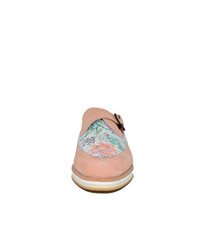 Zapatos Mocasín Mujer | Modelo Fuengirola | Zapatos Piel Mujer | Zapato Mocasín 1 Hebilla | Mocasínes Mujer | Zapatos Elegantes | Color Rosa Ante Floral | Envío 48 Horas | Variedad de Tallas (36)