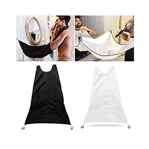 Zeagro - Delantal de baño para Hombre, diseño de Barba con Flores, Color Blanco