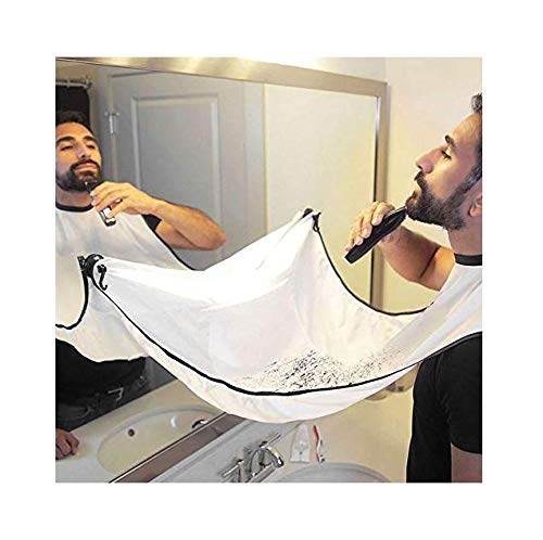 Zeagro - Delantal de baño para Hombre, diseño de Barba con Flores, Color Blanco