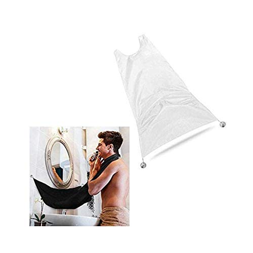 Zeagro - Delantal de baño para Hombre, diseño de Barba con Flores, Color Blanco