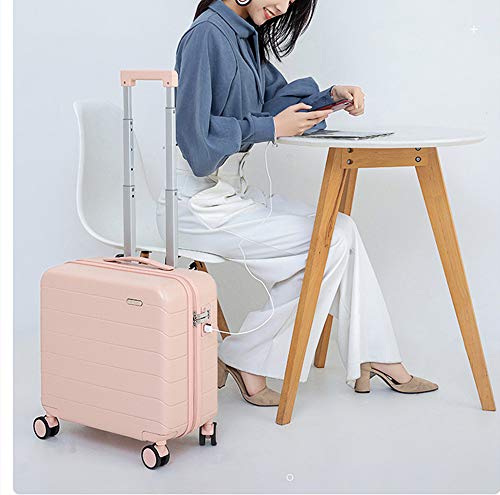 ZH1 Maleta portátil Recargable, Mini Rosa de 18 Pulgadas con Ruedas giratorias, Adecuada para Viajes, embarque, Escuela, Puede almacenar Ropa, Digital, artículos de tocador, cosméticos