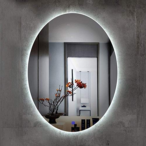 ZHANGYY Espejo de Pared Ovalado para baño con botón táctil, Regulable, con luz LED, Espejo de Maquillaje, desempañado Inteligente para Azulejos de Pared, Ducha, niños (Color: 60cmx80cm (24
