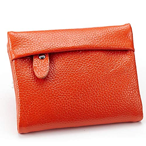 ZHAOXQ Billetero de Mujer, Corto, Monedero de Cuero, Carpeta Doble, Amplia Cartera de Viaje, Ventana de identificación, cumpleaños (Color : Orange)