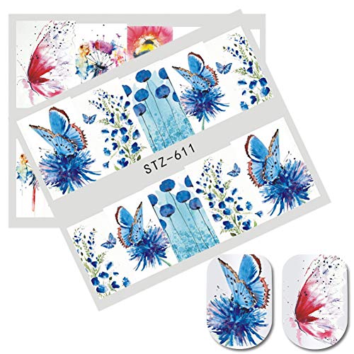 ZHAOZX 1 Hojas Verano 2018 Belleza Slider Nail Water Sticker Flor Bloom Imagen Colorida Nail Art Decals para Herramienta De Decoración