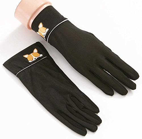 ZHLFDC Guantes de Mujeres, con Antideslizante partículas en la Palma, Guantes Hermosas, Apto for Montar a Caballo al Aire Libre, de conducción, protección Solar. (Color : Negro)