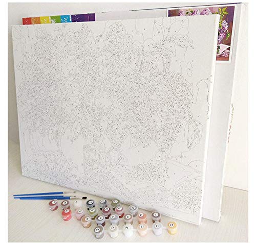 Zhxx Pintar Por Numeros Rotulador Tres Caballos Villa Paisaje Digital Moderno Arte De La Pared Pintura De La Lona Regalo De Navidad Decoración Para El Hogar 40X50Cm Con Marco