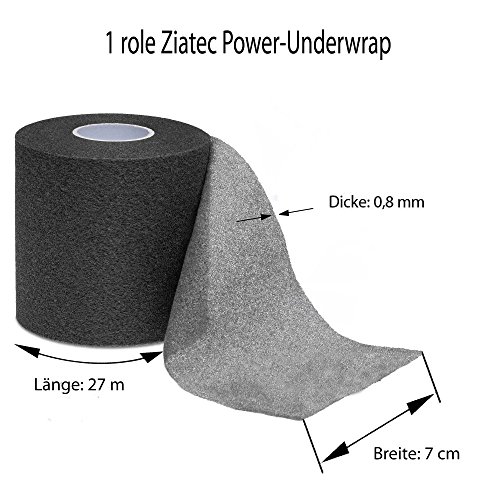 ZiATEC Power Underwrap - pre-wrap no adhesivo | pre-envoltura de espuma para cinta deportiva, fijación del pelo, protección de la piel, color:negro