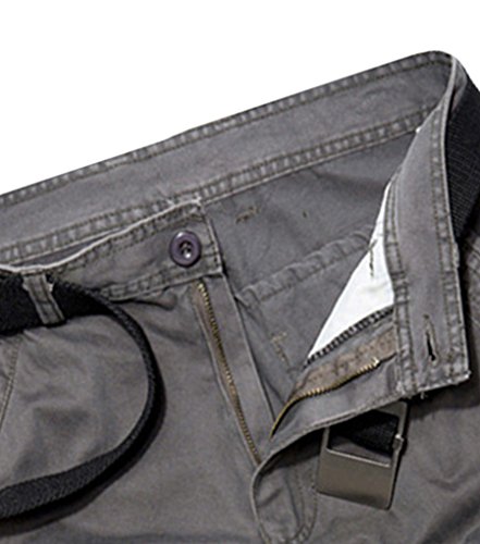 ZKOO Cortos Pantalones de Carga Hombres Multi-Bolsillo Bermuda Cortos Deporte Shorts Casual Clásico Gris Oscuro