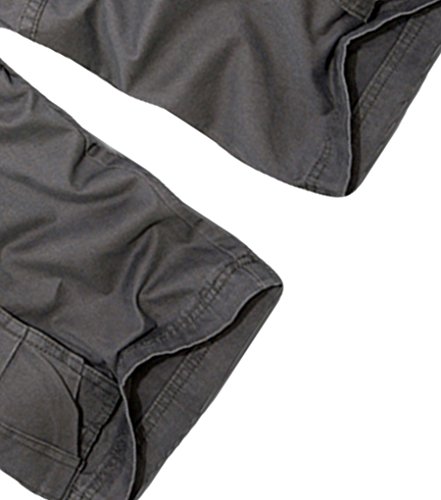 ZKOO Cortos Pantalones de Carga Hombres Multi-Bolsillo Bermuda Cortos Deporte Shorts Casual Clásico Gris Oscuro