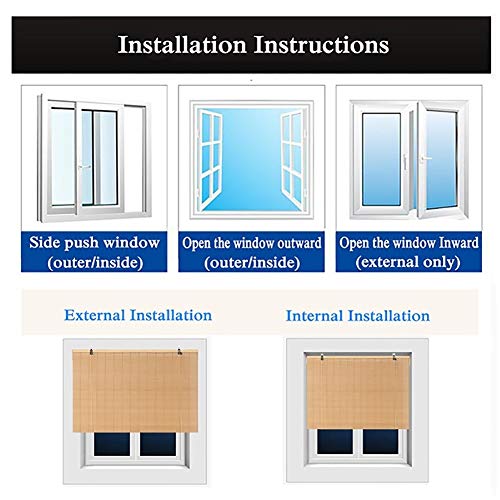 ZLI Persianas Enrollables Persianas Enrollables de 60cm/80cm/90cm/100cm/120cm/140cm Ancho - Parasol de Estilo Japonés con Un 55% de Oscurecimiento para el Balcón Puerta del Mirador