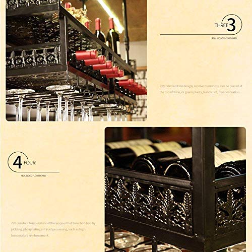 ZLJ Estante de Vino de Restaurante Estante de Vino Decorativo Estante de Vino Bar Europeo Vidrio Creativo - Negro- Tamaño: 100 * 31Cm