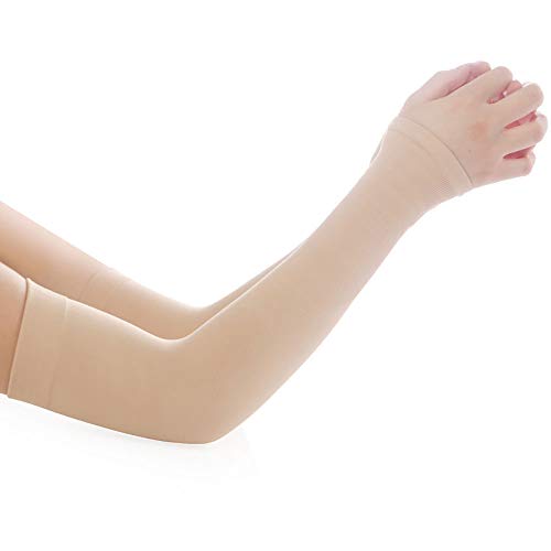 ZLZL Unisex ProteccióN UV Mangas Cubierta del Brazo Fundas Protector Solar Manguito Mangas De Seda del Hielo Ajuste para Correr Golf Ciclismo Tatuaje Cobertura Calentador De Brazos,Beige