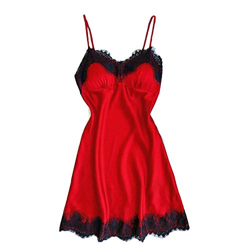 ZODOF Lenceria Mujer Moda Mujer Lenceria Sexy de Encaje Ropa de Dormir Ropa Interior Bata Babydoll Vestido de Dormir Lenceria erótica Mujer Lenceria Mujer Sexy(XXXL,Rojo)
