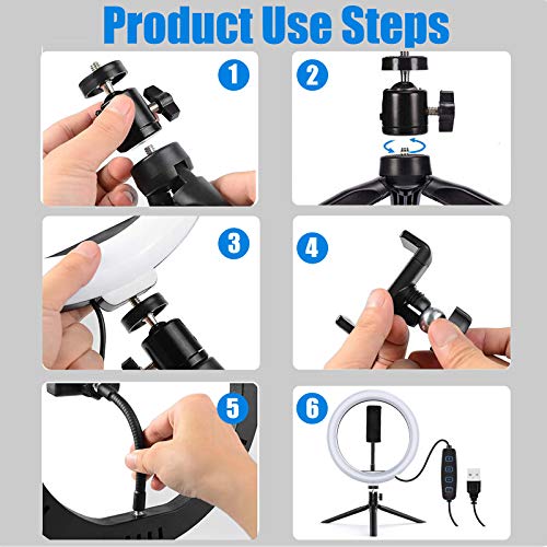 Zoeley Anillo de luz LED, Selfie Ring Light con Control Remoto Bluetooth y Trípode 3 Colores Modo 12 Brillos Regulables, Aro de luz LED Rotación de 360° para Selfie, Maquillaje y Youtube Live