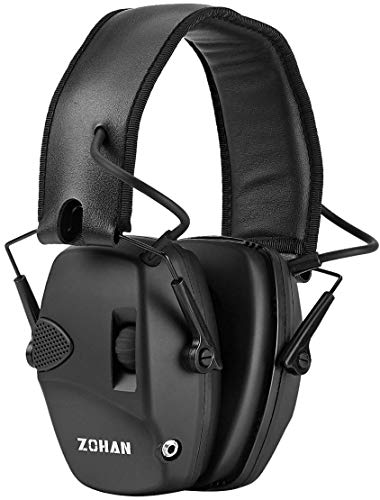 ZOHAN 054 Casco Tiro Electronico, SNR 27dB Reducción de Ruido Ajustable, Protectores Auditivos Caza Amplificador de Sonido, Negro