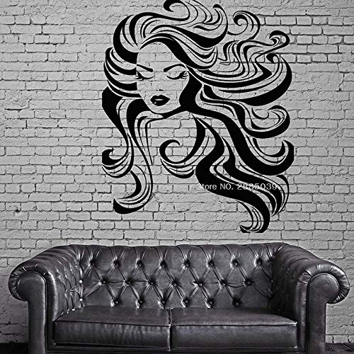 zqyjhkou Calcomanías de salón de Belleza de Gran tamaño Mujer Peluquería Maquillaje Peluquería Pegatina de Pared Calcomanía de Vinilo Decoración Creativa 92x112cm