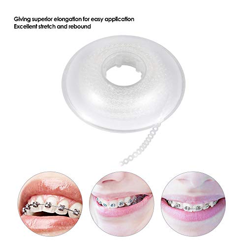 zroven Carrete de goma dental 1Pc Materiales de ortodoncia dentales de alta resistencia Elástico Ultra Cadenas de potencia Transparente Tamaño continuo