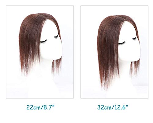 ZTBXQ Fashion Art Party Cosplay Decoraciones Suministros 5 'x 5.5' Cabello Base de Seda con Piezas para el Cabello Clip en Peluca Peluca para Mujer con Cabello escaso 8.7 'Marrón Oscuro Lacio
