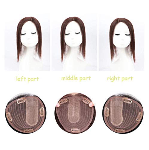 ZTBXQ Fashion Art Party Cosplay Decoraciones Suministros 5 'x 5.5' Cabello Base de Seda con Piezas para el Cabello Clip en Peluca Peluca para Mujer con Cabello escaso 8.7 'Marrón Oscuro Lacio