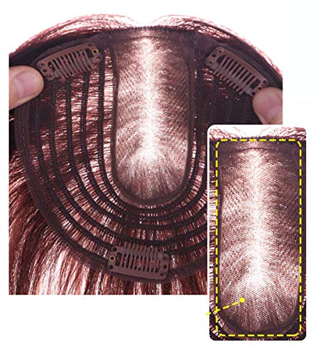 ZTBXQ Fashion Art Party Cosplay Decoraciones Suministros 5 'x 5.5' Cabello Base de Seda con Piezas para el Cabello Clip en Peluca Peluca para Mujer con Cabello escaso 8.7 'Marrón Oscuro Lacio