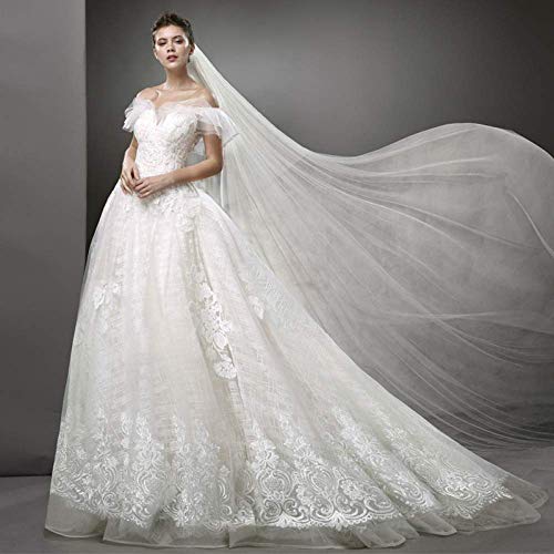 ztmyqp Vestido de Novia Vestido de Cola de Pez Palabra de Sueño Simple Hombro Satén Pequeño Vestido de Novia de Cola Mujer de Cola Larga Vestido de Novia de Novia Prom/Blanco/MBlanco, l