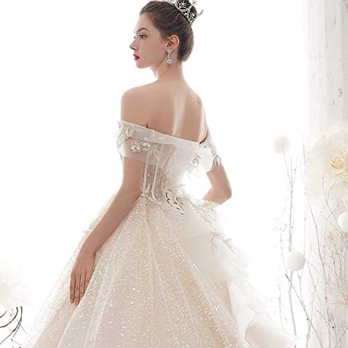 ztmyqp Vestido de Novia Vestido de Cola de Pez Palabra de Sueño Simple Hombro Satén Vestido de Novia Pequeño de Cola Larga Vestido de Novia de Novia de Cola Larga Vestido de Novia Prom/Trailing Mon