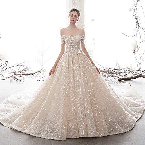 ztmyqp Vestido de Novia Vestido de Cola de Pez Palabra de Sueño Simple Hombro Satén Vestido de Novia Pequeño de Cola Larga Vestido de Novia de Novia de Cola Larga Vestido de Novia Prom/Trailing Mon