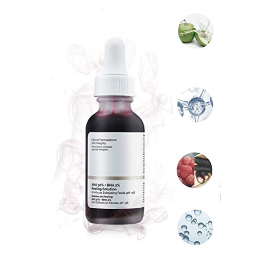 zuoshini 30Ml AHA 30% + BHA 2% Solución Peeling 10 Minutos Exfoliante Facial Iluminador Suero Exfoliante Suero Útil Cuidado de Piel Facial