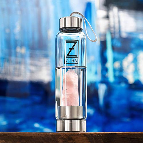 ZURA Botella de Cristal Elixir Agua (Cuarzo Rosa)