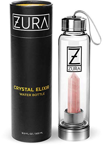 ZURA Botella de Cristal Elixir Agua (Cuarzo Rosa)