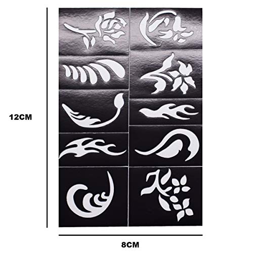Zuzer Plantillas para Pintura Facial, 20pcs Plantillas de Maquillaje de Pintura y 10 Pinceles Plantillas de Tatuajes para Mascarada Halloween