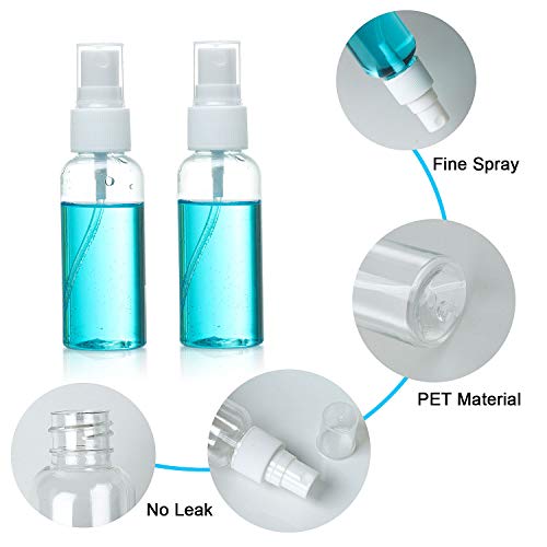 ZWOOS Transparente Bote Spray Botellas, 6 * 50ml Botes Botella de Pulverizacion Vacíos Botella Cosmetica de Viaje con 2 Embudo, para Salir, Viajar, Maquillaje Cosmético