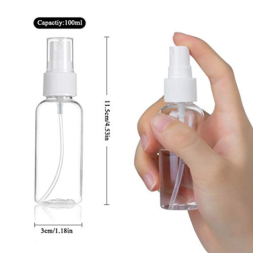 ZWOOS Transparente Bote Spray Botellas, 6 * 50ml Botes Botella de Pulverizacion Vacíos Botella Cosmetica de Viaje con 2 Embudo, para Salir, Viajar, Maquillaje Cosmético
