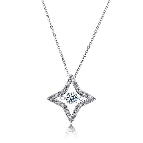 ZWP Cadena De Acero Inoxidable Estrella De Cuatro Puntas Colgante Collar Corto Mujer