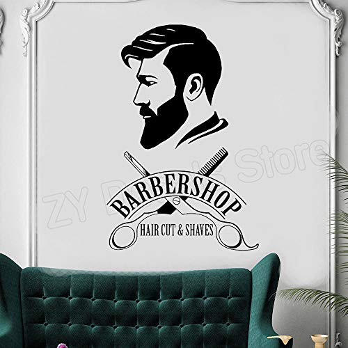 zxddzl Logo de barbería, Vinilo Decorativo, calcomanías, vinilos Decorativos, vinilos Decorativos para Ventanas, vinilos para peluquería, peluquería, Fondos de Pantalla, 56X84CM