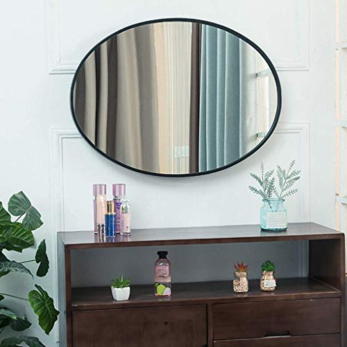 ZXRJZ Espejo de vanidad con Marco de Hierro nórdico Espejo cosmético Americano de Alta definición Negro de Alta definición montado en la Pared (Color: Negro, Tamaño: 40X60cm)