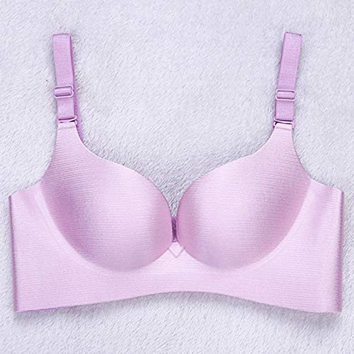 zysymx Sin Anillo de Acero, Tipo de Ajuste, Ropa Interior de Dibujo Horizontal sin Costuras de una Pieza 紫色 85C