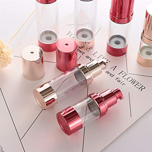 ZZYUBB Botella 1PC Recargable Cosmético del Recorrido De Embalaje Bomba Sin Aire Vacía Botella Emulsión Botellas De Plástico De Presión De Vacío con La Loción P (Color : Red, Specifications : 15ml)