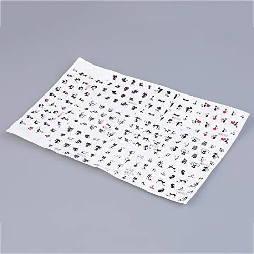 1 hoja segura fácil de combinar dibujos animados en 3D lindo vinilo gato animal uñas arte pegatina manicura calcomanía consejos herramienta de manicura DIY - negro