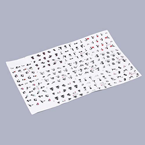 1 hoja segura fácil de combinar dibujos animados en 3D lindo vinilo gato animal uñas arte pegatina manicura calcomanía consejos herramienta de manicura DIY - negro