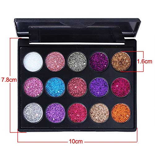 1 juego 15 colores de sombra de ojos Paleta de maquillaje Beauty con purpurina brillos metálicos para sombra de ojos cosmética mineral (02)